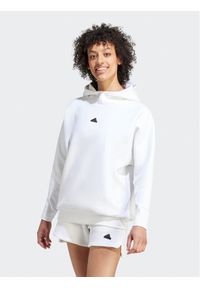 Adidas - adidas Bluza Z.N.E. IN5125 Biały Loose Fit. Kolor: biały. Materiał: bawełna, syntetyk