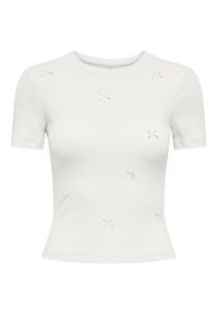 only - ONLY T-Shirt Femke 15369336 Kremowy Slim Fit. Kolor: kremowy. Materiał: bawełna #1