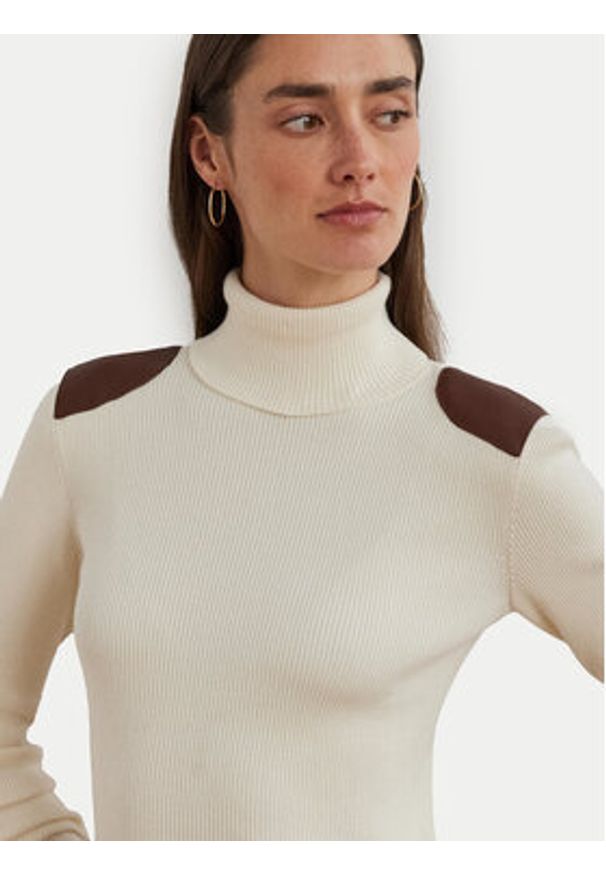 Lauren Ralph Lauren - LAUREN RALPH LAUREN Golf 200951386001 Écru Slim Fit. Typ kołnierza: golf. Materiał: bawełna
