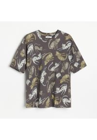 Reserved - Bawełniany t-shirt oversize - Szary. Kolor: szary. Materiał: bawełna #1