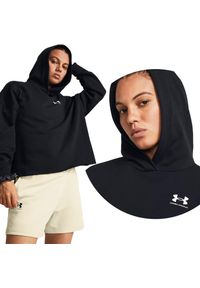 Under Armour - Bluza fitness damska UNDER ARMOUR Rival Terry Oversized Hoodie z kapturem. Typ kołnierza: kaptur. Kolor: czarny. Sport: fitness #1