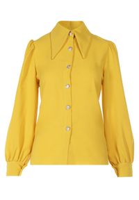 Born2be - Żółta Koszula Philiphise. Kolor: żółty. Długość: długie. Wzór: aplikacja #6