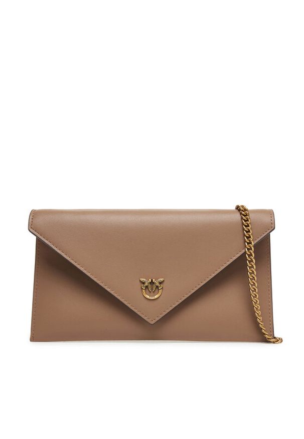 Pinko - PINKO Torebka Flat Purse Mini AI 25-26 PCPL 105347 A0F1 Brązowy. Kolor: brązowy. Materiał: skórzane