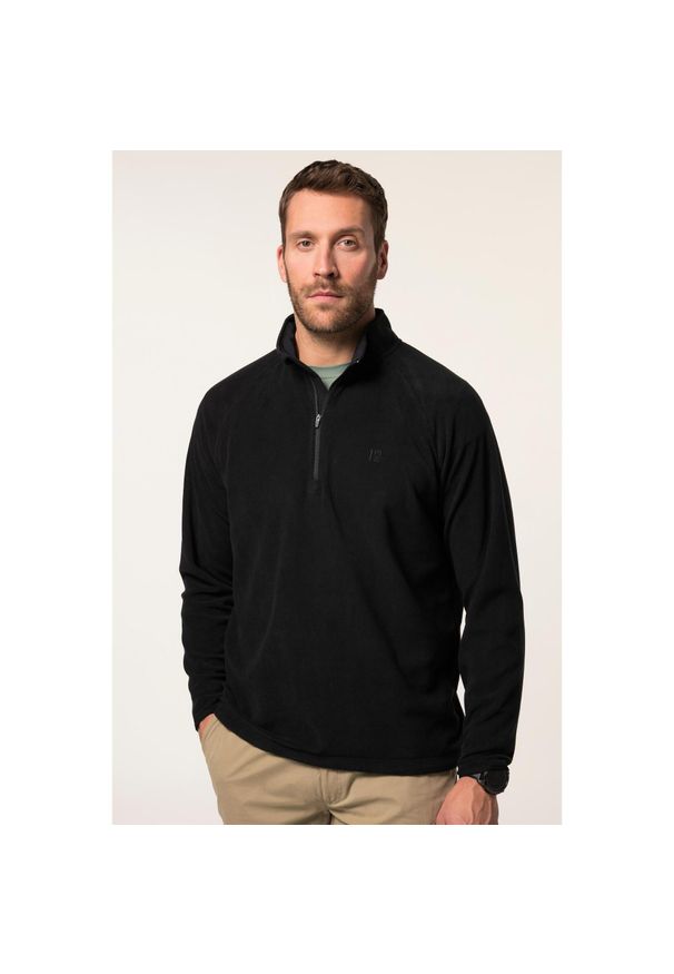 JAY-PI - Męski Półgolf z polaru outdoorowy Belly Fit kołnierz z zamkiem. Kolekcja: plus size. Kolor: czarny. Materiał: poliester, materiał