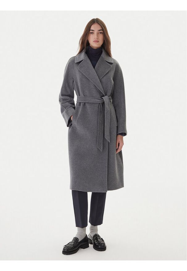 Weekend Max Mara Płaszcz wełniany Resina 2525016102 Szary Regular Fit. Kolor: szary. Materiał: wełna