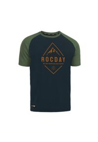 ROCDAY - Koszulka rowerowa MTB męska Rocday Peak Sanitized® z krótkim rękawem. Kolor: zielony, niebieski, wielokolorowy. Długość rękawa: krótki rękaw. Długość: krótkie