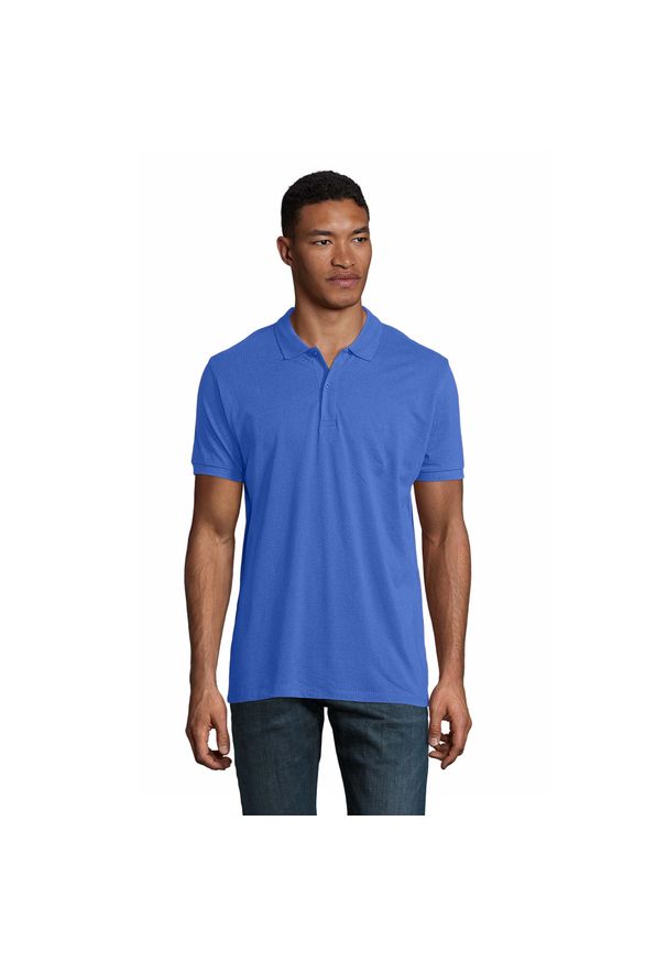 SOL'S - Męska Koszulka Polo Planet. Typ kołnierza: polo. Kolor: niebieski. Sport: turystyka piesza