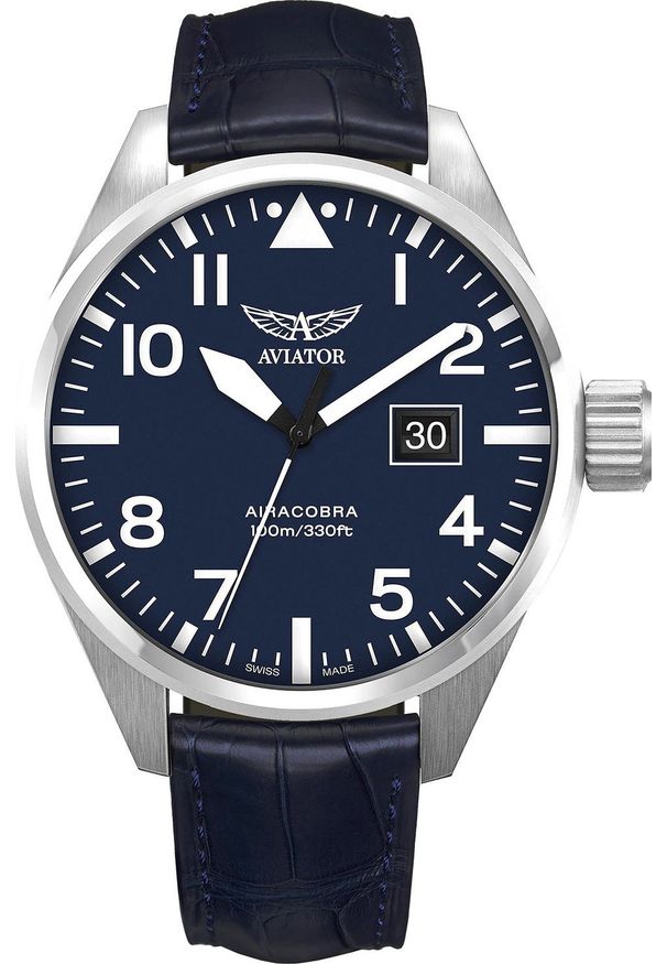 AVIATOR - Zegarek Aviator Zegarek męski Aviator V.1.22.0.149.4 niebieski. Kolor: niebieski