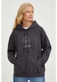 Levi's® - Levi's bluza bawełniana damska kolor szary z kapturem z aplikacją. Okazja: na spotkanie biznesowe. Typ kołnierza: kaptur. Kolor: szary. Materiał: bawełna. Długość rękawa: długi rękaw. Długość: długie. Wzór: aplikacja. Styl: biznesowy #1