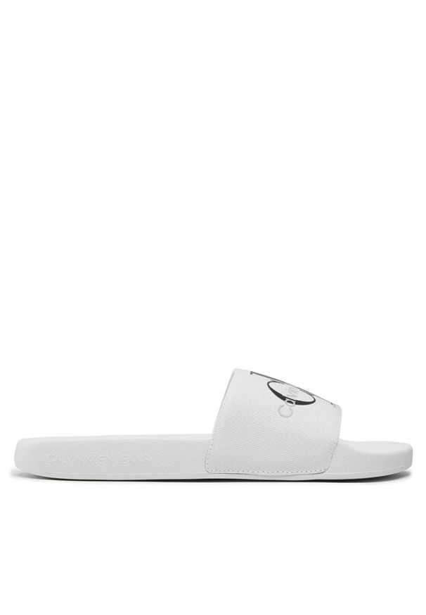 Calvin Klein Jeans Klapki Slide Monogram Co YM0YM00061 Biały. Kolor: biały. Materiał: materiał