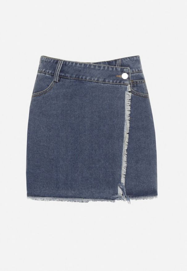 Born2be - Granatowe Jeansowe Spódnico-Spodenki Jeansowe z Bawełny z Wysokim Stanem Neliatha. Okazja: na co dzień. Stan: podwyższony. Kolor: niebieski. Materiał: jeans, bawełna. Długość: krótkie. Styl: elegancki, wizytowy, casual