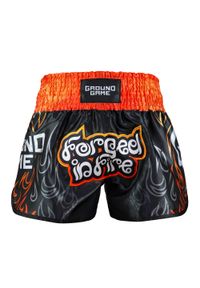 GROUND GAME - Spodenki Muay Thai Ground Game Flames. Kolor: czarny #1