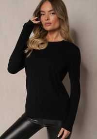 Renee - Czarny Sweter o Klasycznym Kroju Narepea. Kolor: czarny. Styl: klasyczny