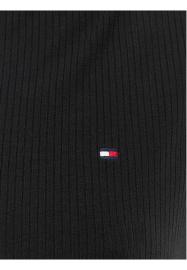 TOMMY HILFIGER - Tommy Hilfiger Top WW0WW47807 Czarny Slim Fit. Kolor: czarny. Materiał: wiskoza