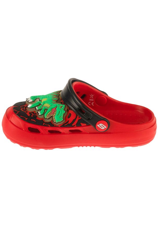 skechers - Klapki na basen chłopięce, Foamies: Swifters - T-Rex-Brights. Kolor: czerwony. Sport: pływanie
