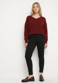 Born2be - Czarne Dopasowane Spodnie Skinny z Gumką w Talii i Kieszeniami Avenelle. Okazja: na co dzień. Kolekcja: plus size. Kolor: czarny. Styl: casual, klasyczny