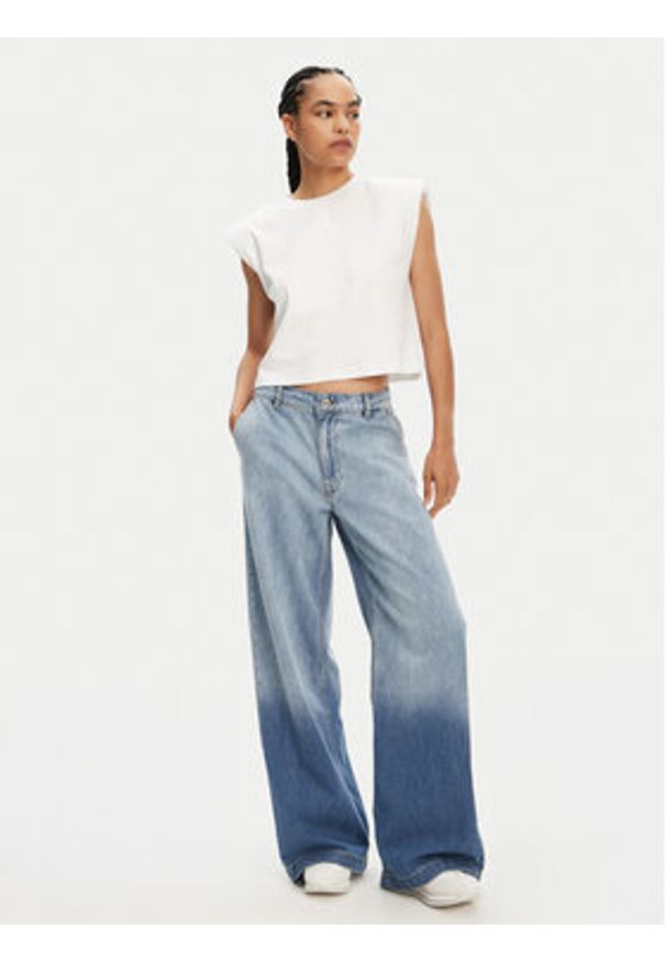 Please Jeansy P869200002 Niebieski Wide Leg. Kolor: niebieski
