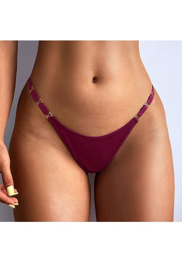 Intica - Stringi z ozdobną gumką na specjalne okazje Delcie. Kolor: różowy. Materiał: skóra, materiał. Długość: długie