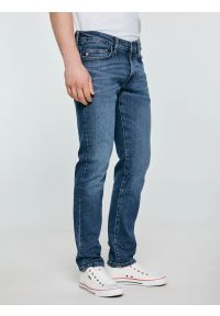 Big-Star - Jeansy męskie dopasowane granatowe Terry Slim 551. Okazja: na co dzień. Stan: obniżony. Kolor: niebieski. Wzór: jednolity. Styl: casual #5