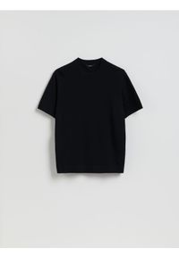 Reserved - Sweter z krótkim rękawem - czarny. Kolor: czarny. Materiał: dzianina, bawełna. Długość rękawa: krótki rękaw. Długość: krótkie #1