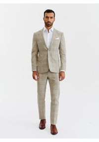 Pako Lorente - PAKO LORENTE – Beżowa marynarka męska w kratę. Kolor: beżowy. Materiał: elastan, wiskoza, poliester. Styl: boho #9