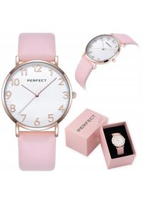 Zegarek Perfect ZEGAREK DAMSKI PERFECT BELLA +BOX +GRAWER cyfry na pasku skórzany klasyczny. Materiał: skóra. Styl: klasyczny #1