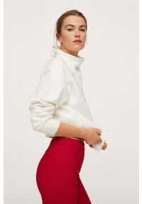 mango - Mango Spodnie damskie kolor czerwony proste high waist. Okazja: na co dzień. Stan: podwyższony. Kolor: czerwony. Materiał: włókno. Styl: casual #2