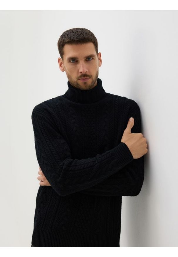 Reserved - Sweter z wełną - czarny. Kolor: czarny. Materiał: wełna