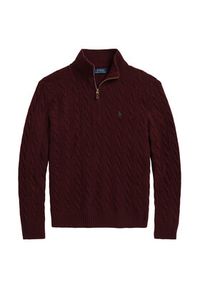 Polo Ralph Lauren Sweter 710876766007 Bordowy Regular Fit. Typ kołnierza: polo. Kolor: czerwony. Materiał: wełna #4