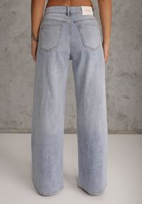 Renee - Niebieskie Jeansy Szerokie w Styku Boho z Ozdobnym Nadrukiem na Nogawkach Endippe. Kolor: niebieski. Wzór: nadruk. Styl: boho #5