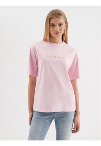 Selected Femme T-Shirt 16085609 Różowy Loose Fit. Kolor: różowy. Materiał: bawełna
