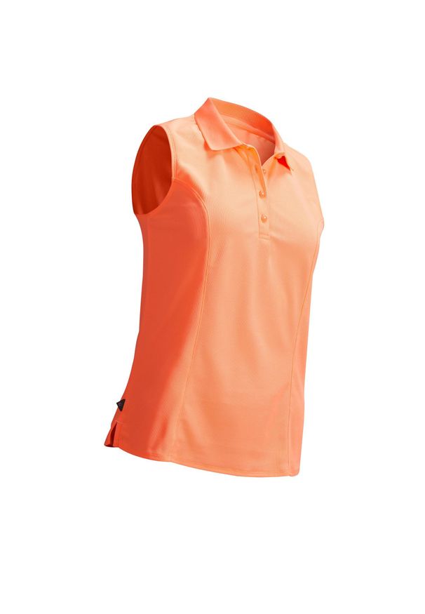 INESIS - Koszulka polo bez rękawów do golfa damska. Typ kołnierza: polo, golf. Kolor: różowy, wielokolorowy, pomarańczowy. Materiał: materiał, poliester. Długość rękawa: bez rękawów. Długość: krótkie