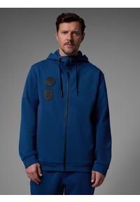 4f - 4F Bluza dresowa regular z kapturem męska 4F x Robert Lewandowski - granatowa XL. Okazja: na co dzień. Typ kołnierza: kaptur. Kolor: niebieski. Materiał: dresówka. Wzór: aplikacja, nadruk. Styl: casual, sportowy #1