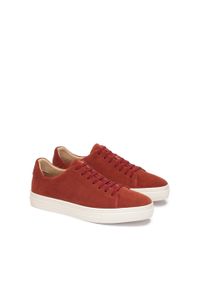 Kazar - Trampki z zamszu na białej podeszwie. Okazja: na co dzień. Kolor: pomarańczowy. Materiał: zamsz. Szerokość cholewki: normalna #3