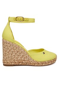 TOMMY HILFIGER - Tommy Hilfiger Espadryle Flag High Wedge Espad Closed Toe FW0FW09225 Żółty. Kolor: żółty. Materiał: materiał #1
