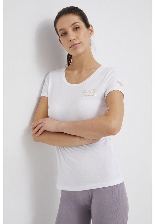 EA7 Emporio Armani - T-shirt 8NTT65.TJDQZ.NOS. Okazja: na co dzień. Kolor: biały. Materiał: dzianina. Styl: casual
