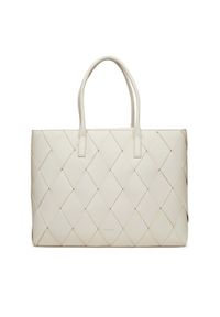 Calvin Klein Torebka Ck Woven Medium Shopper K60K612994 Biały. Kolor: biały. Materiał: skórzane