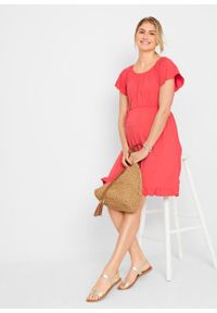 Sukienka ciążowa z bawełny organicznej bonprix koralowy. Kolekcja: moda ciążowa. Kolor: czerwony. Materiał: bawełna #6