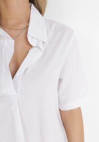 Born2be - Biała Sukienka Pudełkowa z Wiązaniem Aminatte. Okazja: na co dzień, do pracy. Kolor: biały. Wzór: aplikacja. Styl: elegancki, casual #4