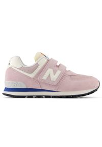 Buty dziecięce New Balance PV574VPK – różowe. Zapięcie: rzepy. Kolor: różowy. Materiał: guma, materiał, syntetyk. Szerokość cholewki: normalna. Model: New Balance 574. Sport: turystyka piesza #1