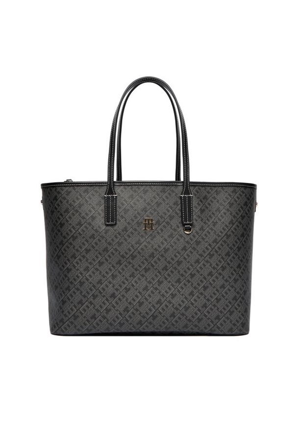 TOMMY HILFIGER - Tommy Hilfiger Torebka Th Monoplay AW0AW17696 Czarny. Kolor: czarny. Materiał: skórzane