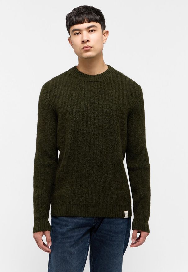 Mustang - MUSTANG EMIL C CREW MĘSKI SWETER ELEGANCKI RIFLE GREEN 1015801 6514. Styl: elegancki
