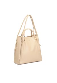 Kazar - Skórzana torebka z metalowymi rączkami. Kolor: beżowy. Materiał: skórzane. Styl: elegancki. Rodzaj torebki: na ramię #3