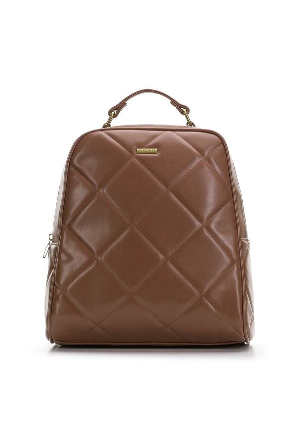 Wittchen - Damski plecak z geometrycznie pikowanym przodem brązowy. Kolor: brązowy. Materiał: skóra ekologiczna. Wzór: geometria