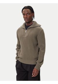 Hugo - HUGO Sweter Srigg 50547002 Beżowy Relaxed Fit. Kolor: beżowy. Materiał: bawełna