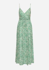 Born2be - Zielona Sukienka Bawełniana na Regulowanych Ramiączkach Risamasi. Okazja: na co dzień. Typ kołnierza: dekolt w kształcie V. Kolor: zielony. Materiał: bawełna. Długość rękawa: na ramiączkach. Sezon: lato. Styl: casual, klasyczny #2