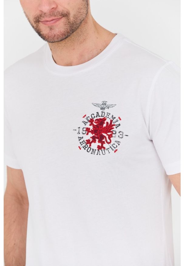Aeronautica Militare - AERONAUTICA MILITARE Biały bawełniany męski t-shirt M.C., Rozmiar L. Kolor: biały. Materiał: bawełna