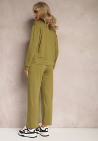 Renee - Ciemnozielony Bawełniany Komplet Dresowy Bluza z Kołnierzem i Spodnie Caelin. Kolor: zielony. Materiał: bawełna, dresówka #5