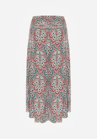 Born2be - Czerwone Szerokie Spodnie z Wiskozy w Retro Wzór Zeramara. Kolor: czerwony. Materiał: wiskoza. Styl: retro #2