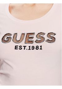 Guess T-Shirt Mesh Logo W3GI35 J1300 Różowy Slim Fit. Kolor: różowy. Materiał: bawełna, mesh #2